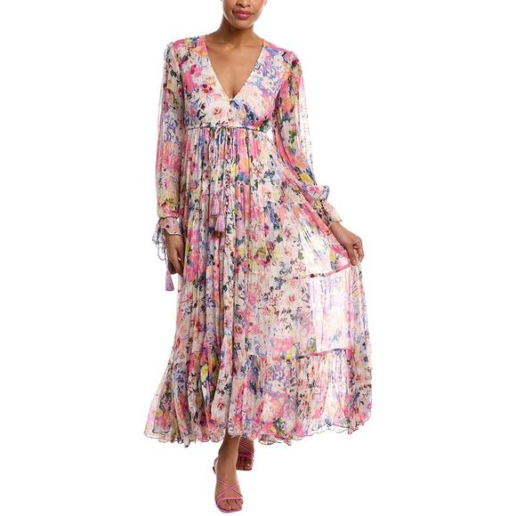 Rococo Sand Womens  Tiered Maxi Dress, Pink - Picture 1 of 3